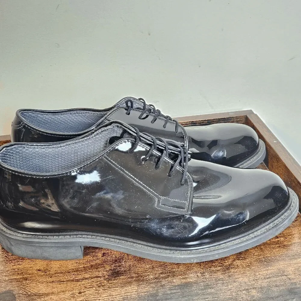 Bates High Gloss Duty Oxford Dress Shoes Vibram Sole Men’s Black Size 11